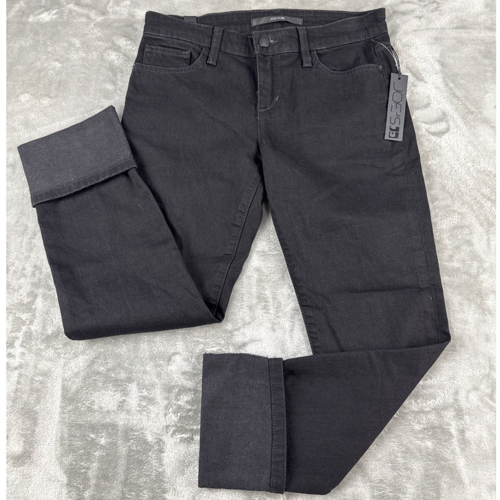 Joes Jeans Womens Size 25 Black Skinny Cuffed Mid Rise Denim Jeans NEW